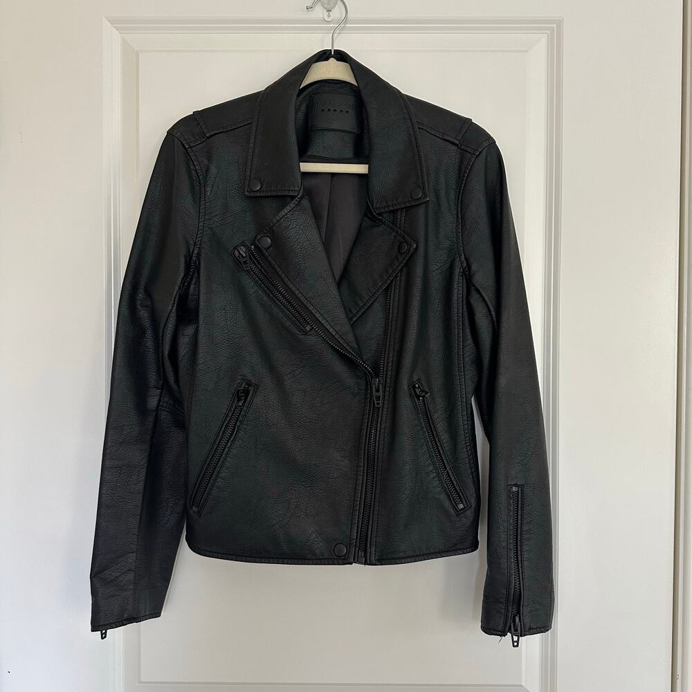 Blank NYC Black on Black Moto Faux Leather Jacket Size M